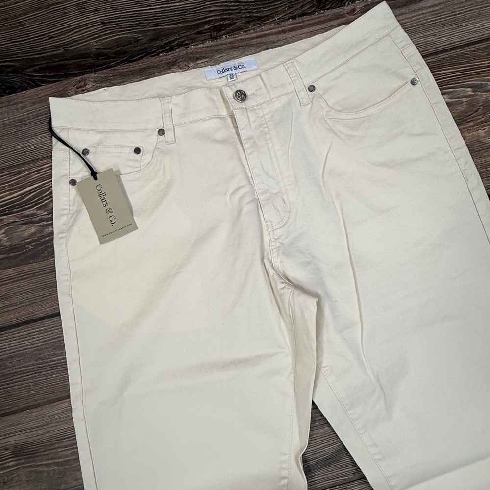 Collars & Co Mens Size 36x32 CEO 5-Pocket Pants Stone Tan Casual NWT - Picture 3 of 9